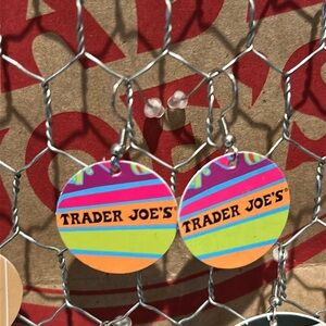 Trader Joe’s earrings circle neon recycled gift card